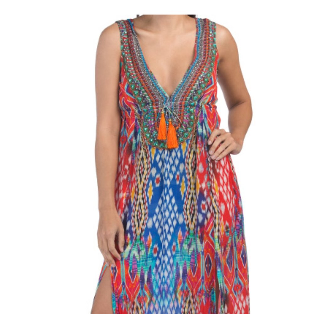 Bright & Bold Designer Multi-Color Kaftan Dress by True Colours by La Moda